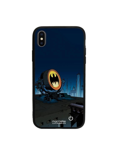 

macmerise Black & Blue Printed Light up Bat Lumous LED iPhone X Plus Back Case