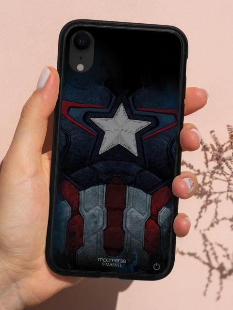 

macmerise Black & Blue Printed Cap Am Suit Lumous LED iPhone XR Back Case