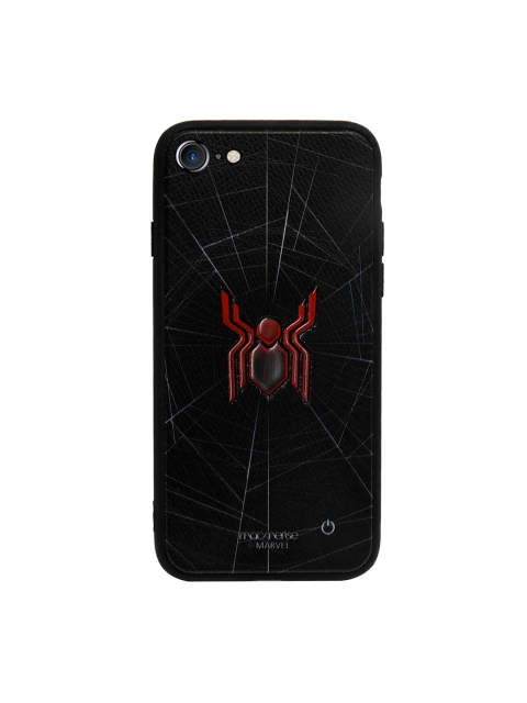 

macmerise Black & Red Spider Webbed iPhone 8 Lumous LED Phone Case