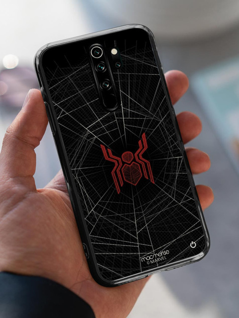 

macmerise Black & Red Spider Webbed Redmi Note 8 Pro Lumous LED Phone Case