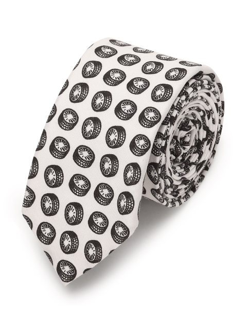 

HUGO Men White & Black Printed Skinny Tie