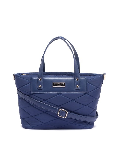 

Kenneth Cole Navy Blue Geometric Textured PU Structured Handheld Bag with Quilted