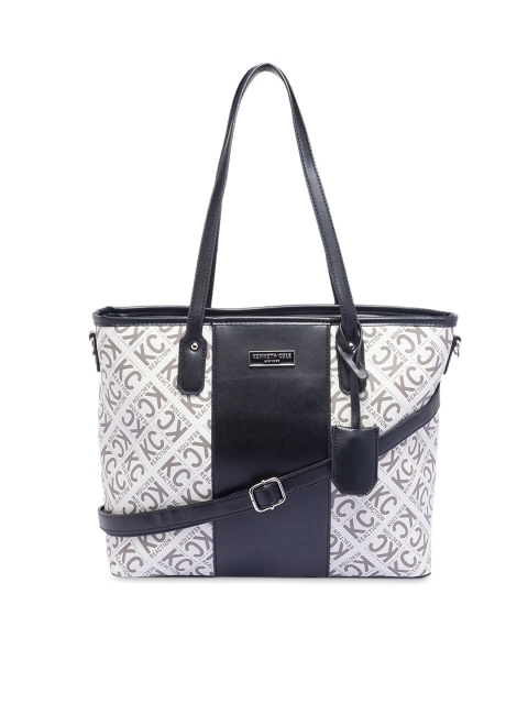 

Kenneth Cole Black Floral Printed PU Shopper Tote Bag