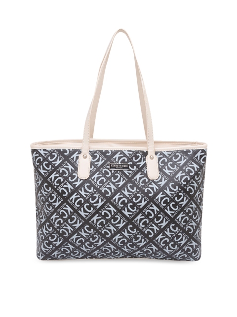 

Kenneth Cole Cream-Coloured Printed PU Oversized Shopper Shoulder Bag with Cut Work