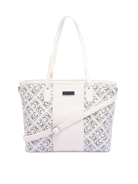 

Kenneth Cole Cream-Coloured PU Swagger Tote Bag with Cut Work