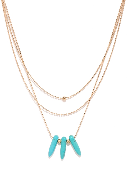 

ToniQ Gold-Toned & Blue Layered Necklace