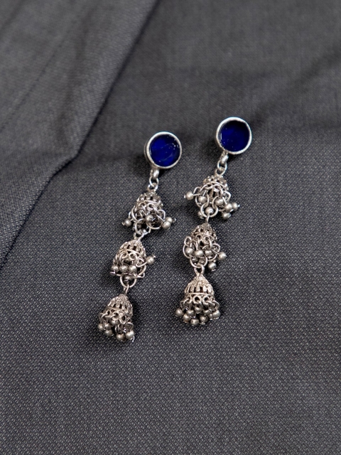 

creyons by mansi Silver-Toned Dome Shaped Jhumkas Earrings