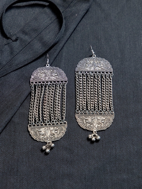 

creyons by mansi Silver-Toned Contemporary Drop Earrings