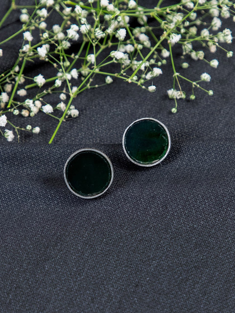 

creyons by mansi Women Silver-Toned Circular Studs Earrings