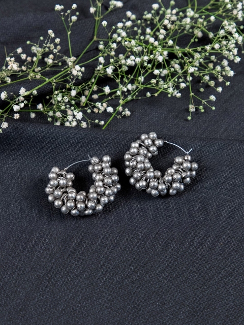

creyons by mansi Silver-Toned Contemporary Hoop Earrings