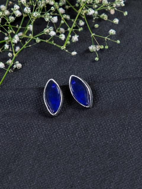 

creyons by mansi Silver-Toned Oval Studs Earrings
