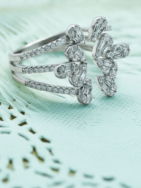 

SILBERRY Silver-Plated White CZ-Studded Finger Ring