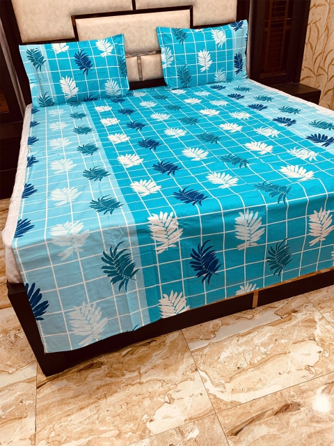 

Pure Decor Blue & White Floral 300 TC Single Bedsheet with 2 Pillow Covers
