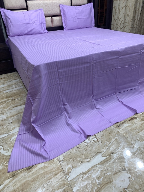 

Pure Decor Purple Striped 400 TC King Bedsheet with 2 Pillow Covers