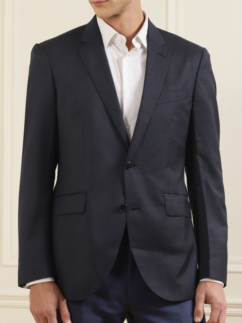

HACKETT LONDON Men Navy Blue Solid Single-Breasted Formal Blazer