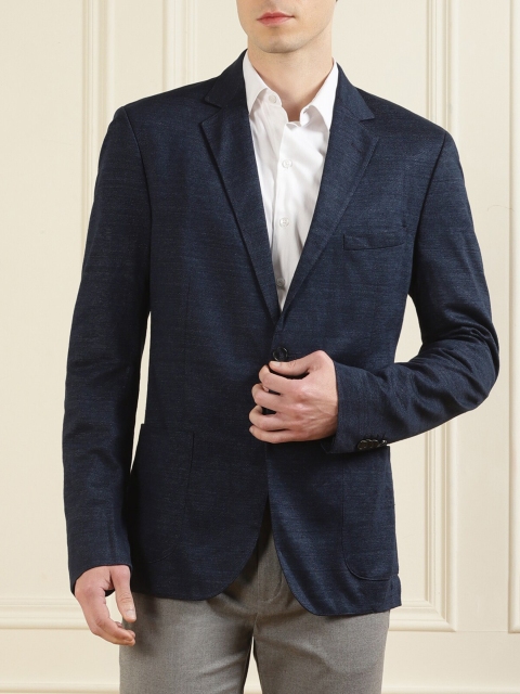 

Karl Lagerfeld Men Blue Textured Single-Breasted Formal Blazer