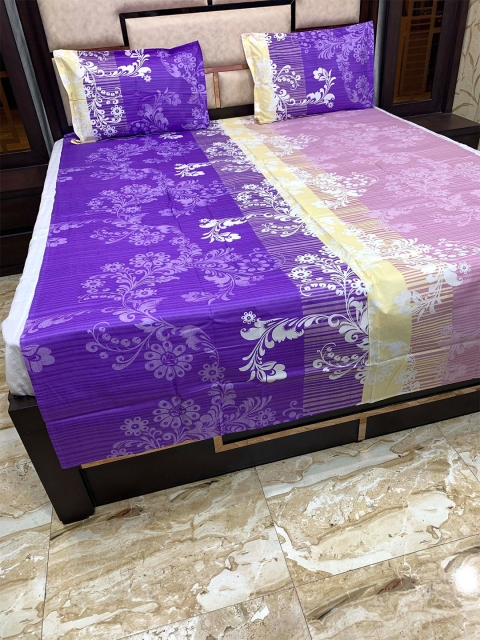 

Pure Decor Pink & Purple Floral 300 TC Single Bedsheet with 2 Pillow Covers