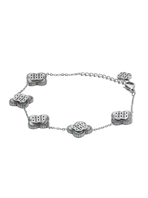 

Moon Dust Women Silver-Plated Brass Clover Charm Bracelet
