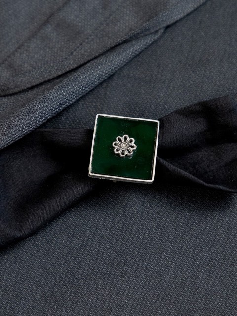 

creyons by mansi Green Square Glass Adjustable Ring