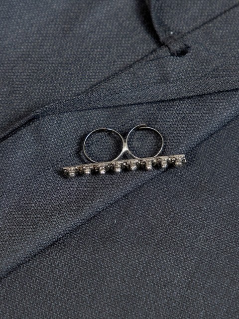 

creyons by mansi Silver-Toned Double Finger Ring, Grey