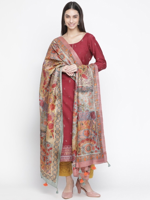 

SHINGORA Maroon & White Unstitched Dress Material