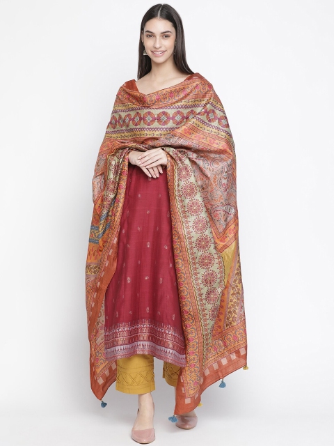 

SHINGORA Maroon & Yellow Woven Design Unstitched Dress Material