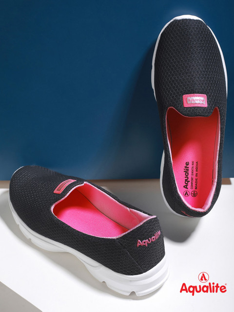 

Aqualite Women Black Colourblocked Slip-On Sneakers