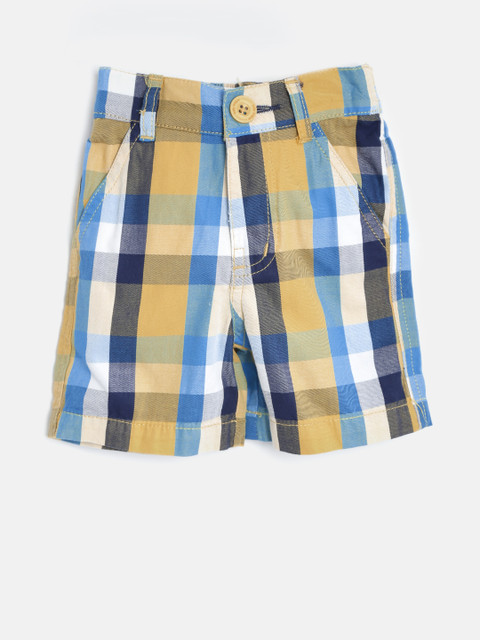 

Baby League Boys Yellow & Blue Checked Shorts