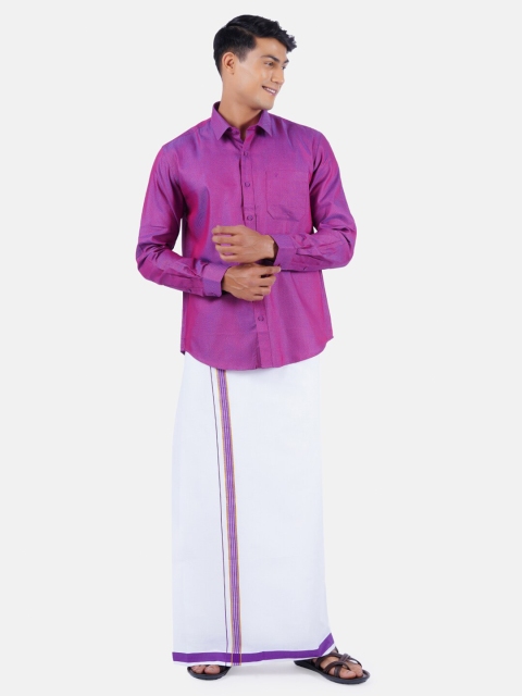 

Ramraj Men Purple Shirt with Dhoti Pants