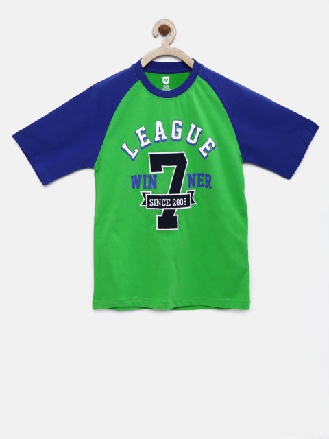 

612 league Boys Blue Printed Round Neck T-shirt