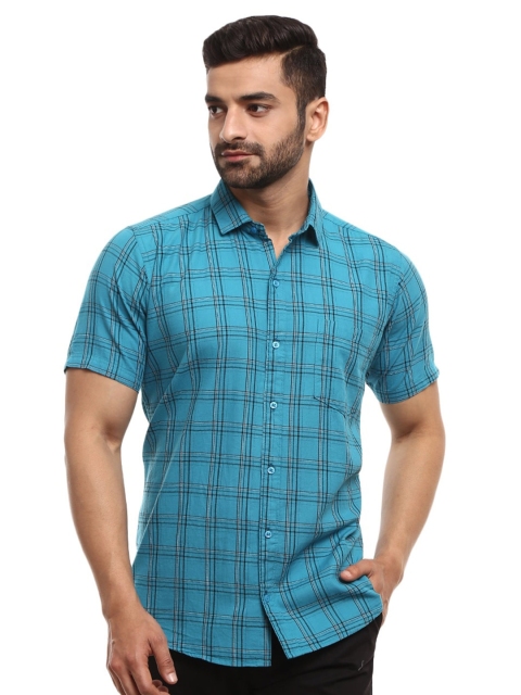 

V-Mart Men Blue Checked Casual Shirt
