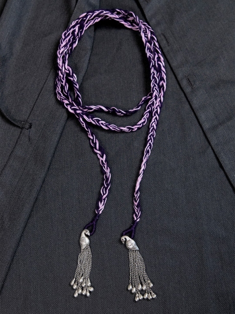 

creyons by mansi Purple & Violet Embellished Stole Handcrafted Necklace