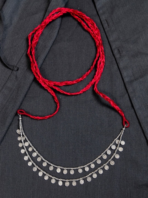 

creyons by mansi Red & Maroon Embellished Stole Handcrafted Necklace