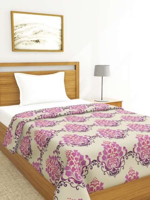 

BIANCA Purple & Beige Floral AC Room 150 GSM Single Bed Cotton Comforter