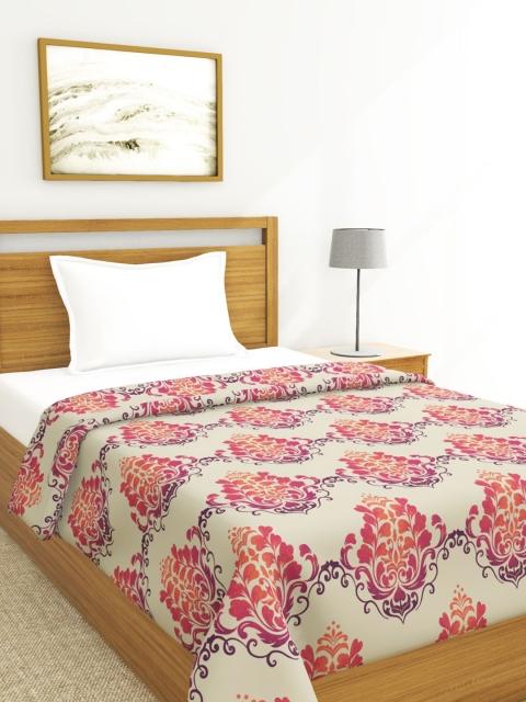 

BIANCA Orange & Purple Floral AC Room 150 GSM Pure Cotton Single Bed Comforter