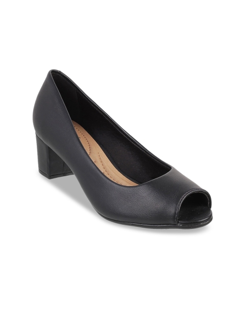 

DAVINCHI Black Block Peep Toes Block Heels