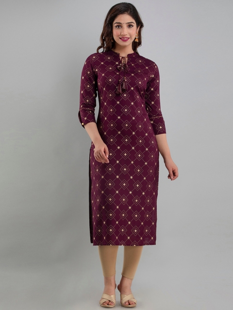 

CKM Women Burgundy Ethnic Motifs Printed Kurta