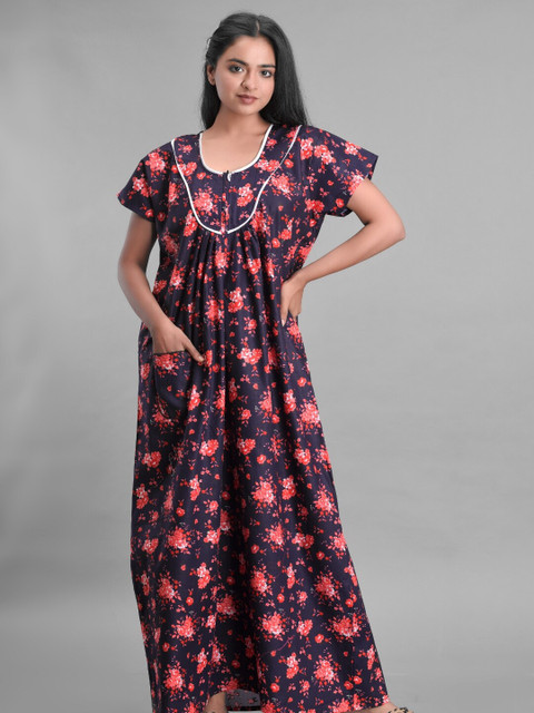 

Apratim Black Printed Maxi Nightdress