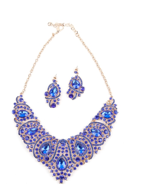 

ODETTE Blue Crystal-Studded Jewellery Set