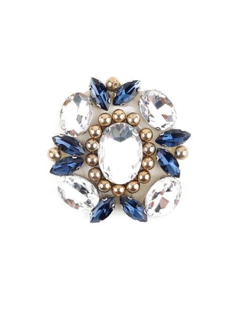 

ODETTE Women Gold Toned & Blue Studded Brooch