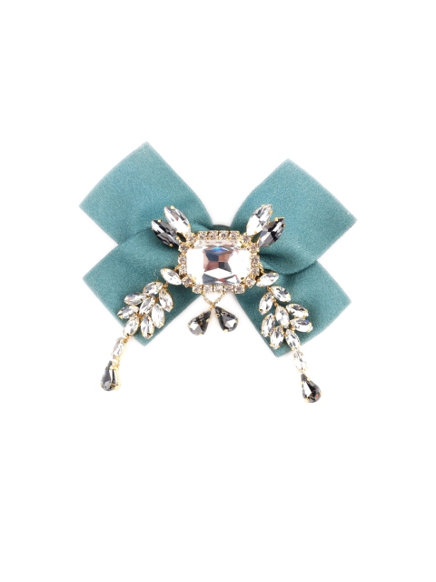 

ODETTE Women Gold-Toned Blue Stone-Studded Bow Brooch