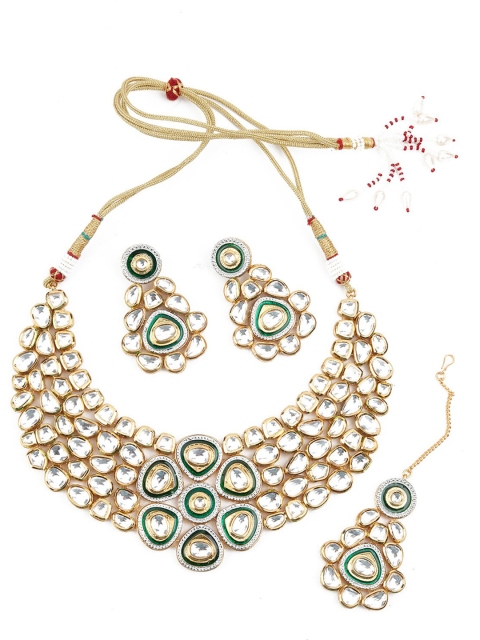 

ODETTE Gold-Plated & White Stone-Studded Jewellery Set