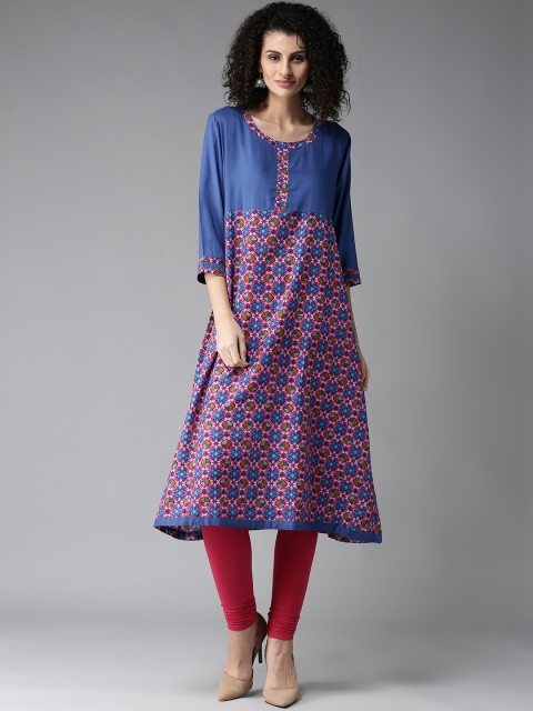 

Moda Rapido Women Blue & Pink Printed A-Line Kurta