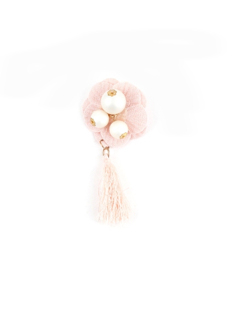 

ODETTE Women Pink Pearl Beaded Statement Brooch, Gold