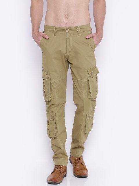 

Sports52 wear Men Khaki Solid Regular Fit Cargo Trousers