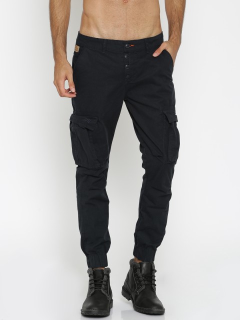 

Sports52 wear Men Navy Blue Solid Jogger Cargos