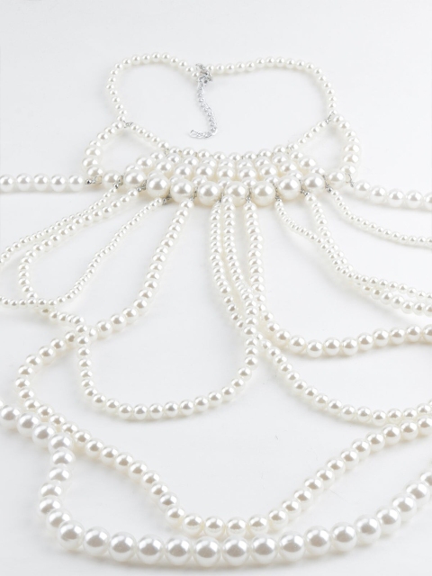 

ODETTE White & Silver-Toned Pearls Necklace