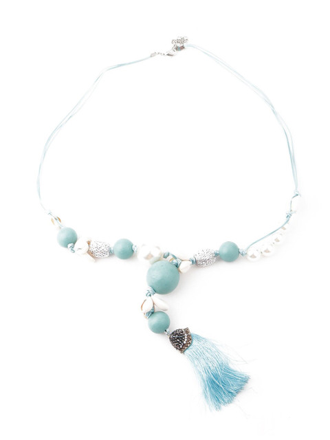 

ODETTE Blue Beaded Minimal Necklace