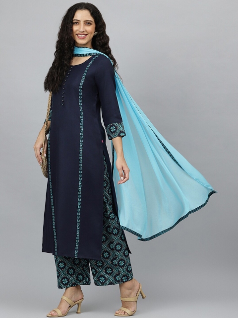 

KALINI Women Blue Kurta with Palazzos & With Dupatta