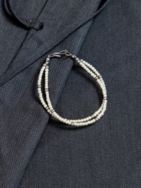 

creyons by mansi Women Silver-Toned & White Multistrand Bracelet